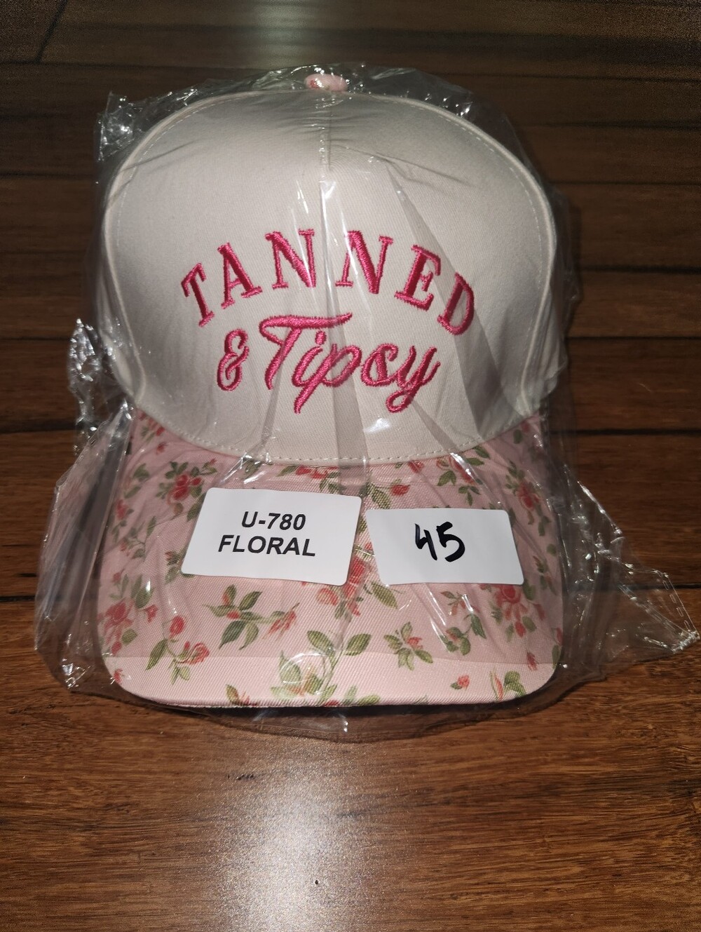 Tanned & Tipsy Pink Floral Baseball Cap